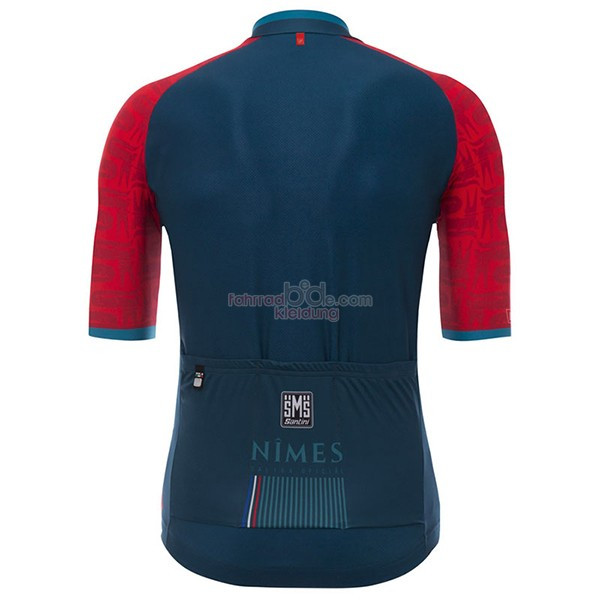 Nimes Vuelta Espana Kurzarmtrikot 2017 Und Kurze Tragerhose blau Und rot